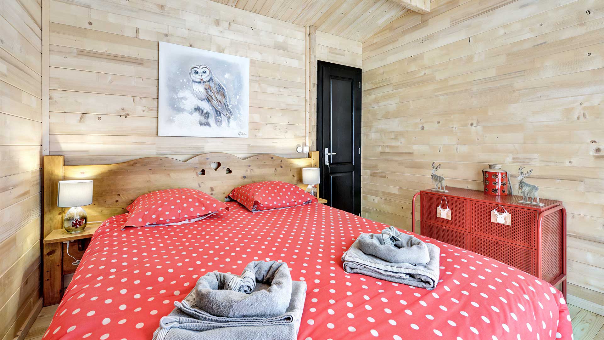 Choucas - Chalet pour 6 personnes : Chambre principale lit double - Location de chalet à Briançon